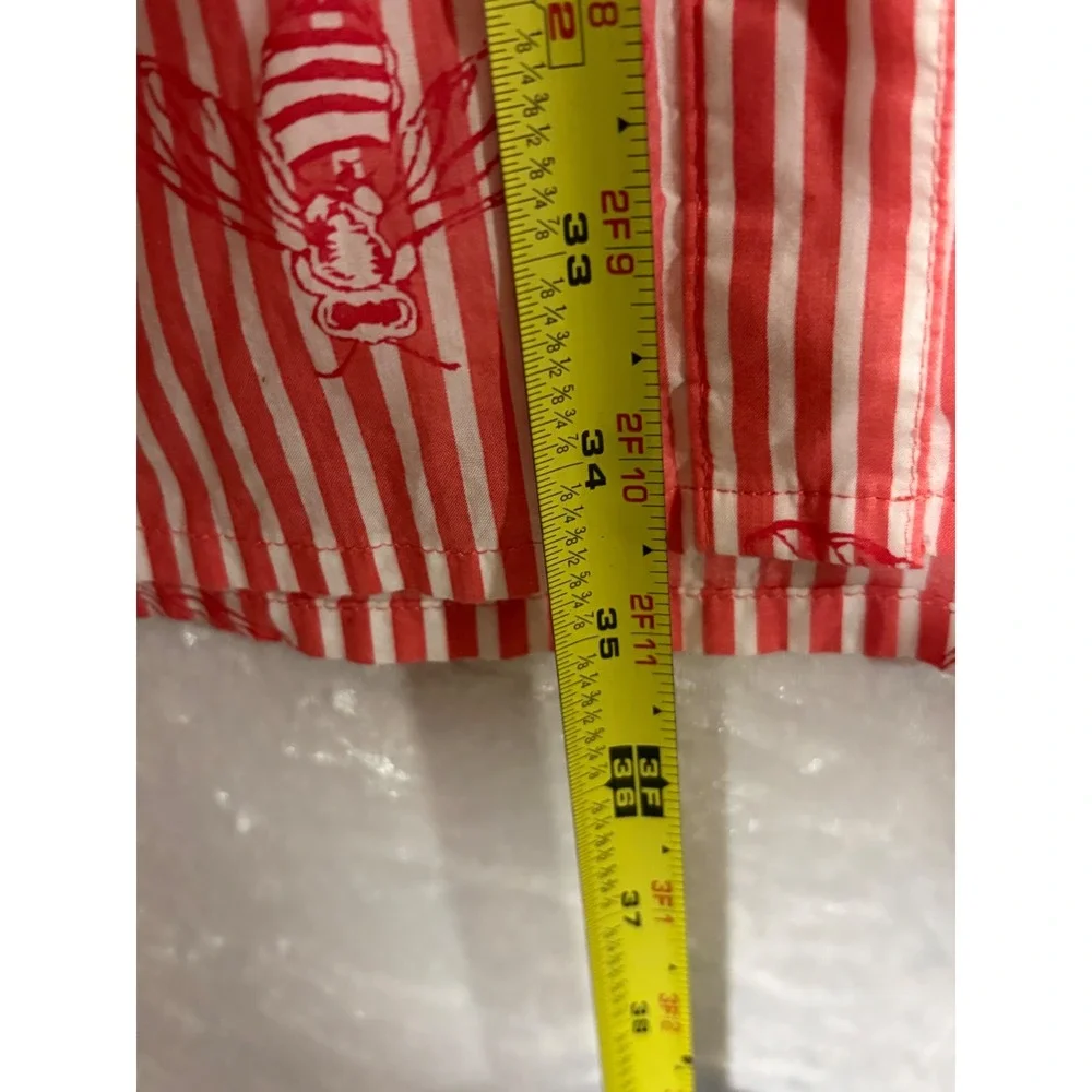 Red‎ White Striped Bee Print Button Front Tiered Midi Skirt Womens